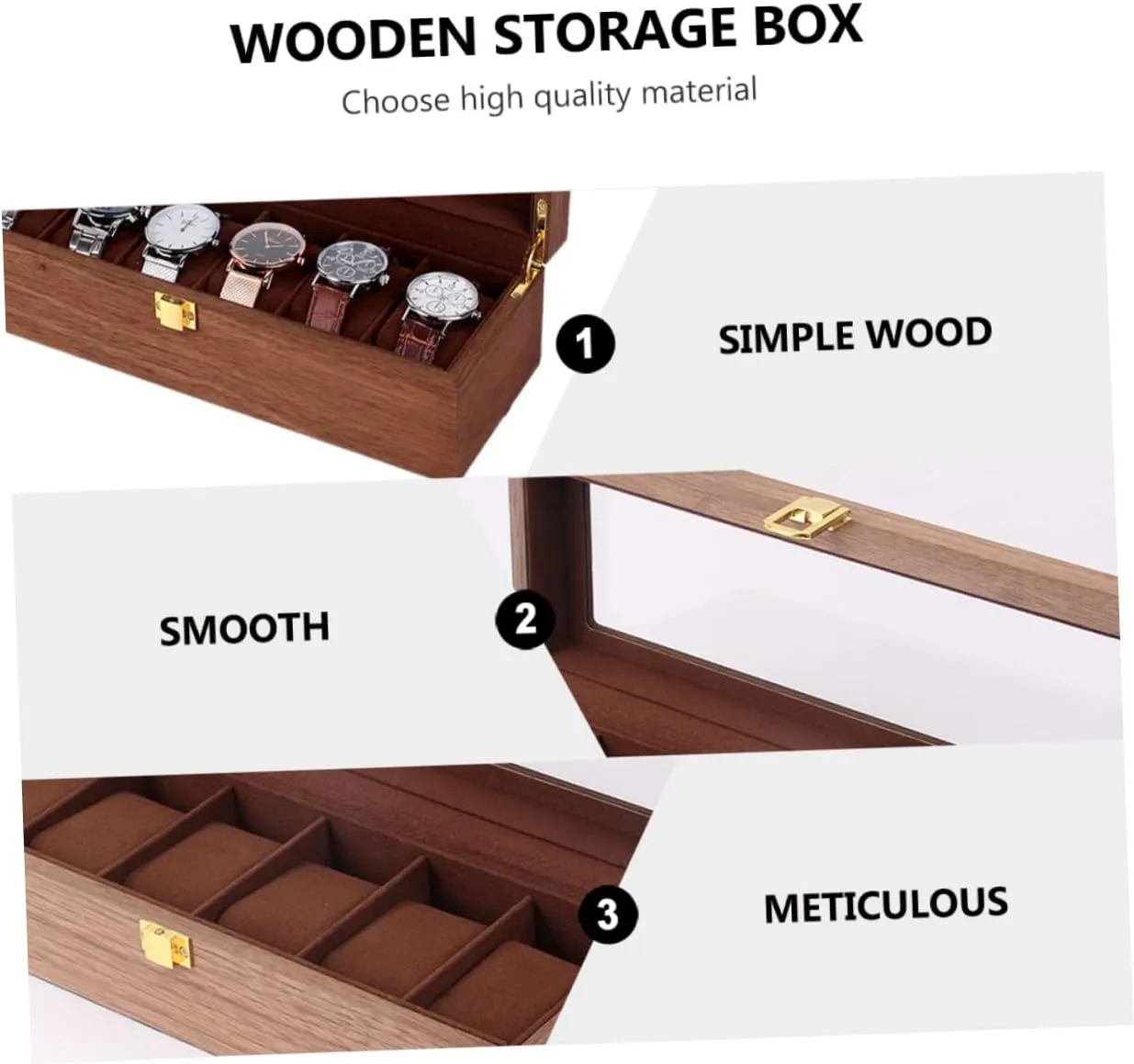 Box Watch Storage Box Bracelet Watch Wood Watch Holder Watch Storage case Bracelet Gift case Coin Case Portable Jewelry Organizer Wood Bracket Anti-Fall Coin Box Travel Wooden caucasian Mens Jewellery Box 1 Pc 