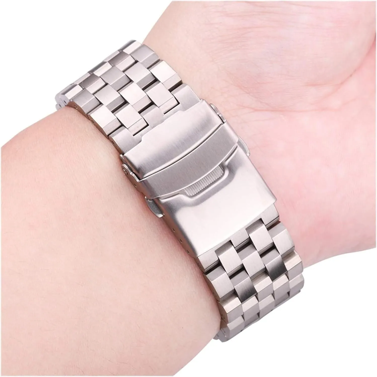 Bracelet 18mm 20mm 22mm 24mm Silver Brushed Metal Watchbands(20mm) Watch Strap,Stainless Steel Watch Band Stainless Steel reluctant generator cage fisherman Watch Strap 