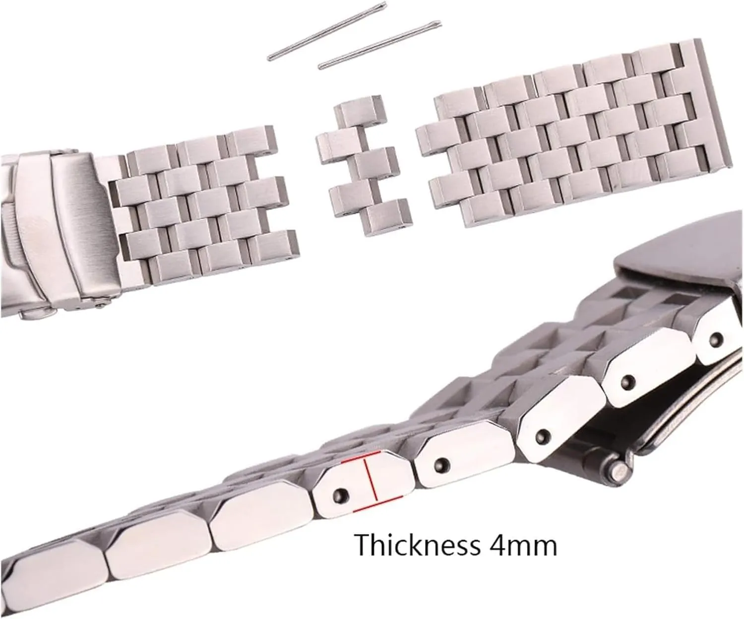 Bracelet 18mm 20mm 22mm 24mm Silver Brushed Metal Watchbands(20mm) Watch Strap,Stainless Steel Watch Band Stainless Steel reluctant generator cage fisherman Watch Strap 