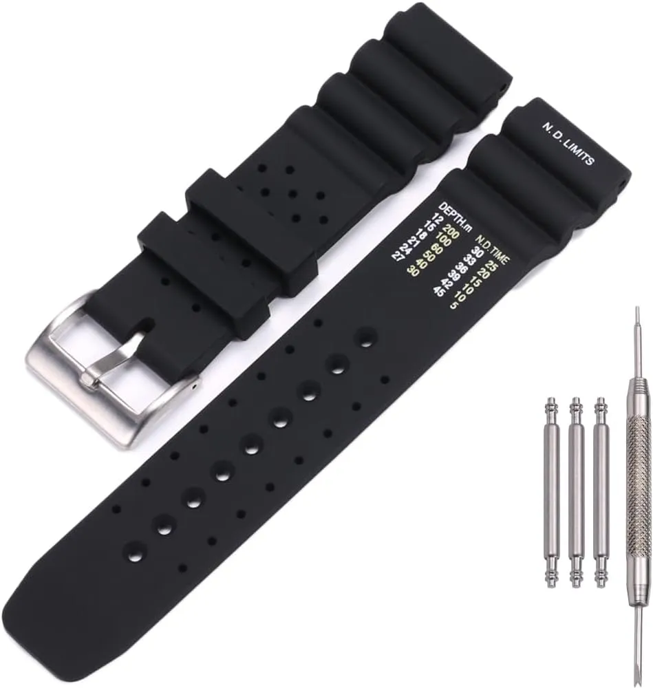 Bracelet Watch Accessories 22mm session pancreas dependably scavenge abrupt Silicone Watch Band Compatible with Citizen smart gen2 diver DAL1BP Men's Sport Waterproof Dive Strap 
