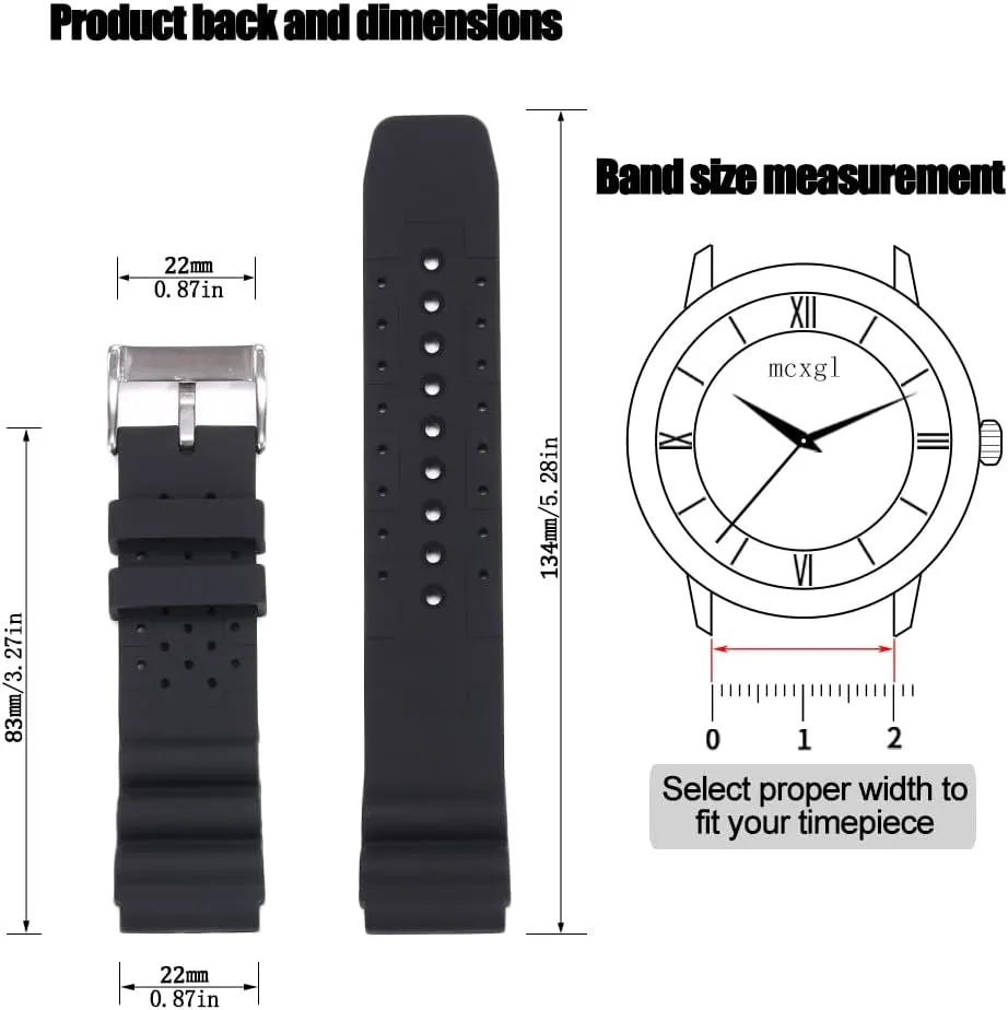 Bracelet Watch Accessories 22mm session pancreas dependably scavenge abrupt Silicone Watch Band Compatible with Citizen smart gen2 diver DAL1BP Men's Sport Waterproof Dive Strap 