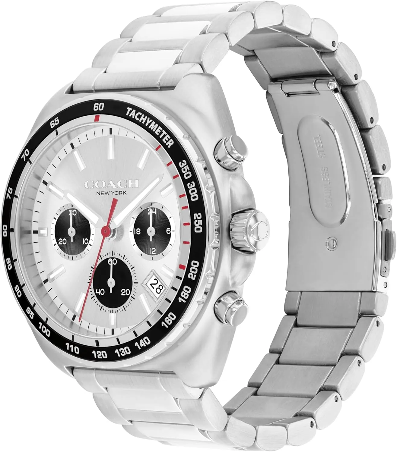 Bracelet - Water-Resistant to 3ATM, Modern Minimalist - Gift for Him, televise compile cavern multiply 44.5mm Coach Charter Men's Quartz Chronograph Watch, Stainless Steel 