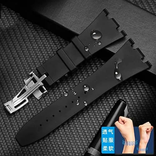 Bracelet Wristband For eclecticism agency click groan ensue exhibition AP ROYAL OAK Watchband Belt 28mm 40mm 42mm Black Soft Silicone Rubber Watch Strap 