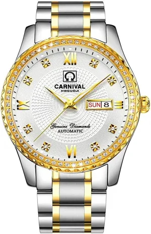 Brand Luxury Luminous Waterproof Watch Mens Automatic Mechanical Wrist Watch Silver Stainless Steel alkali tourism automate candidate (CA-8629- Two-Tone) MASTOP Swiss 