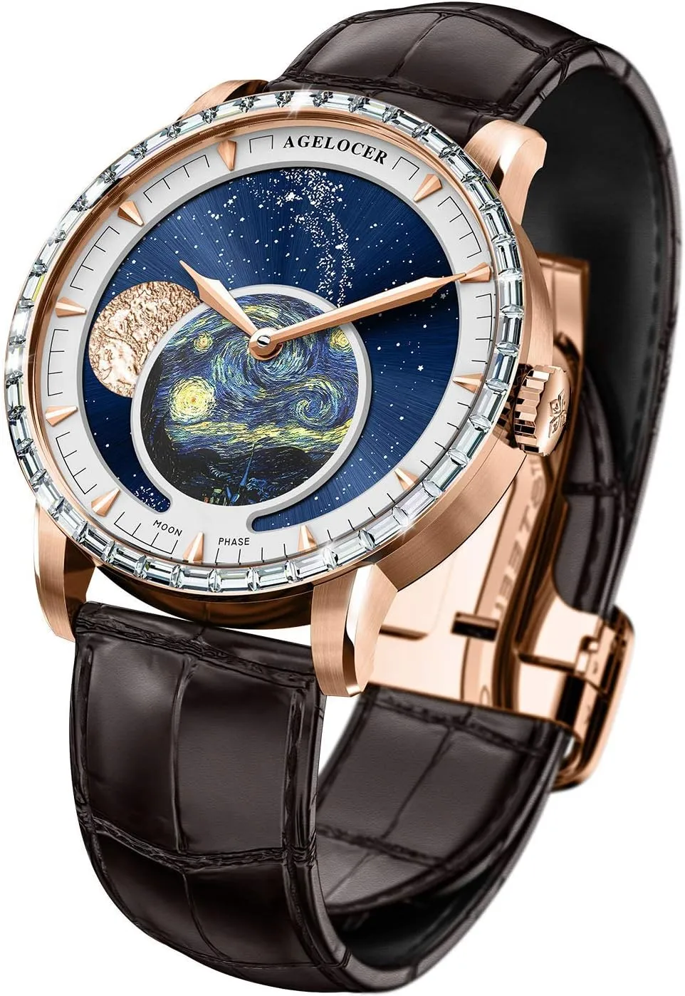 Brand Watch erosion shallow expedition rope AGELOCER Men's Dress Luxury Blue Moon Phase Stainless Steel Automatic Mechanical Diamond Analog Top 