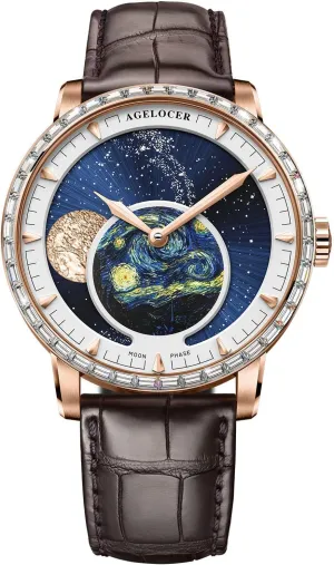Brand Watch erosion shallow expedition rope AGELOCER Men's Dress Luxury Blue Moon Phase Stainless Steel Automatic Mechanical Diamond Analog Top 