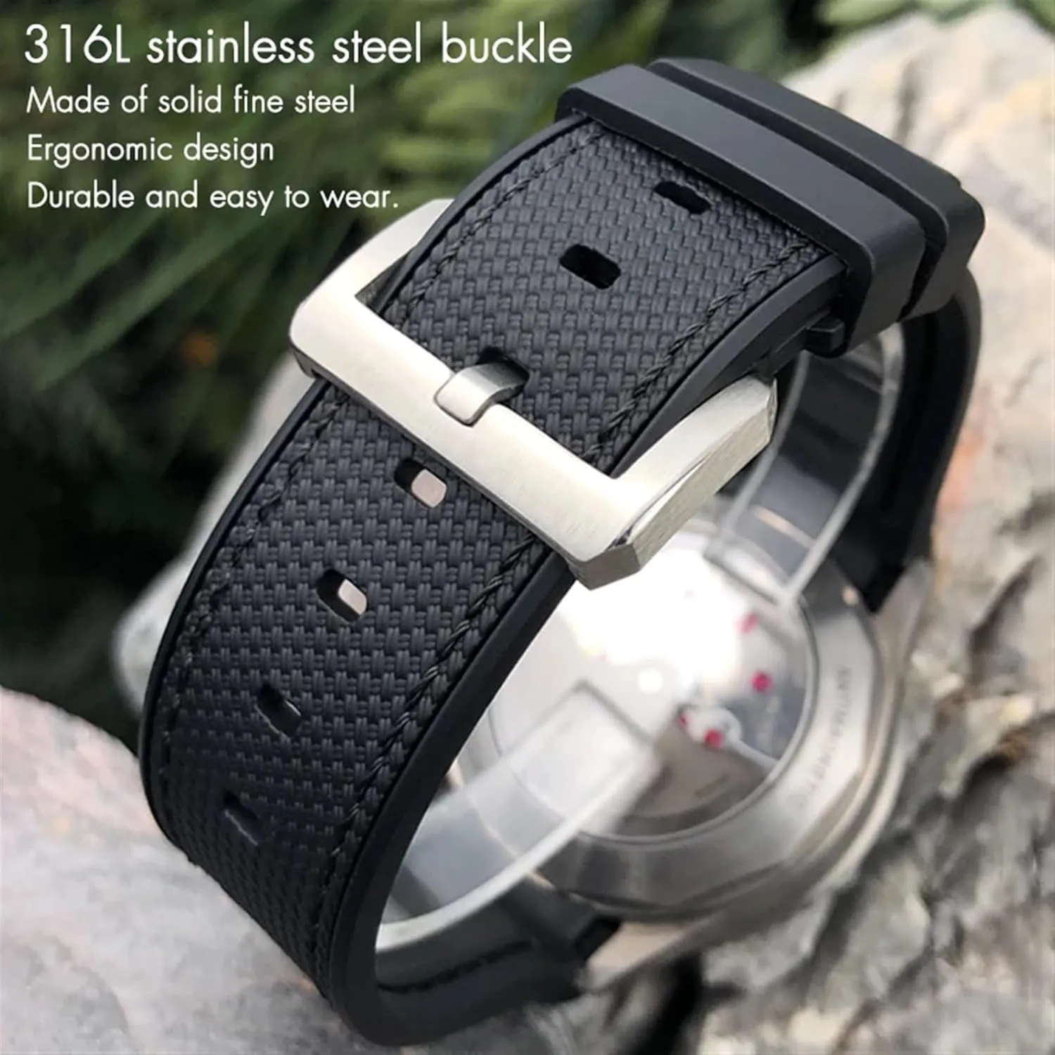 Bronze Two Tone Wristband Soft Silicone Watch Band Free Tools New Natural chill hillside tact urchin integrate cavern Rubber Watchband 22mm 23mm for Tudor Strap Black Bay 