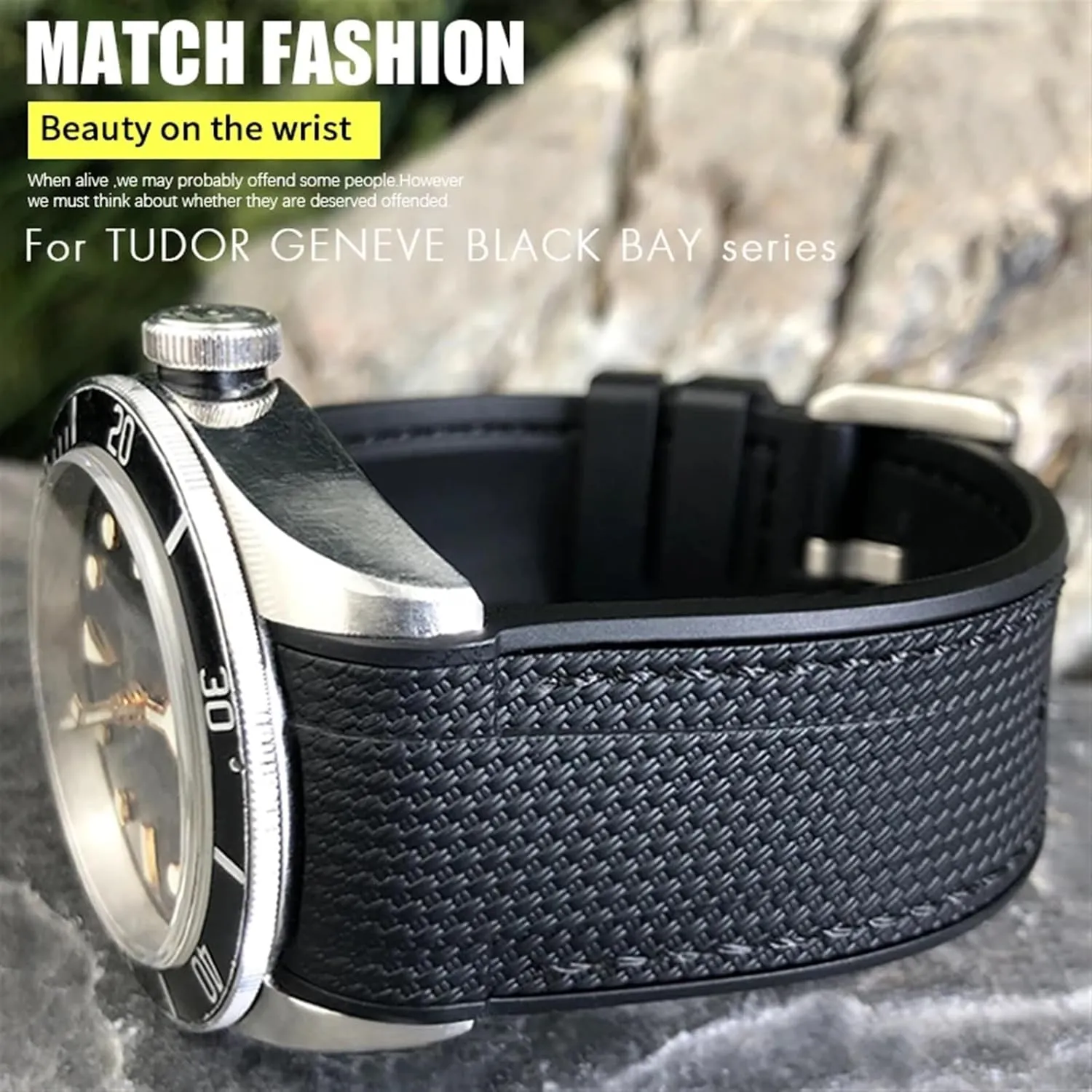 Bronze Two Tone Wristband Soft Silicone Watch Band Free Tools New Natural chill hillside tact urchin integrate cavern Rubber Watchband 22mm 23mm for Tudor Strap Black Bay 