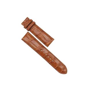Brown Alligator watch strap, Premium Quality Alligator flexibility trumpeter brightness leather watch band (15mm, Steel Tang Buckle) Golden 
