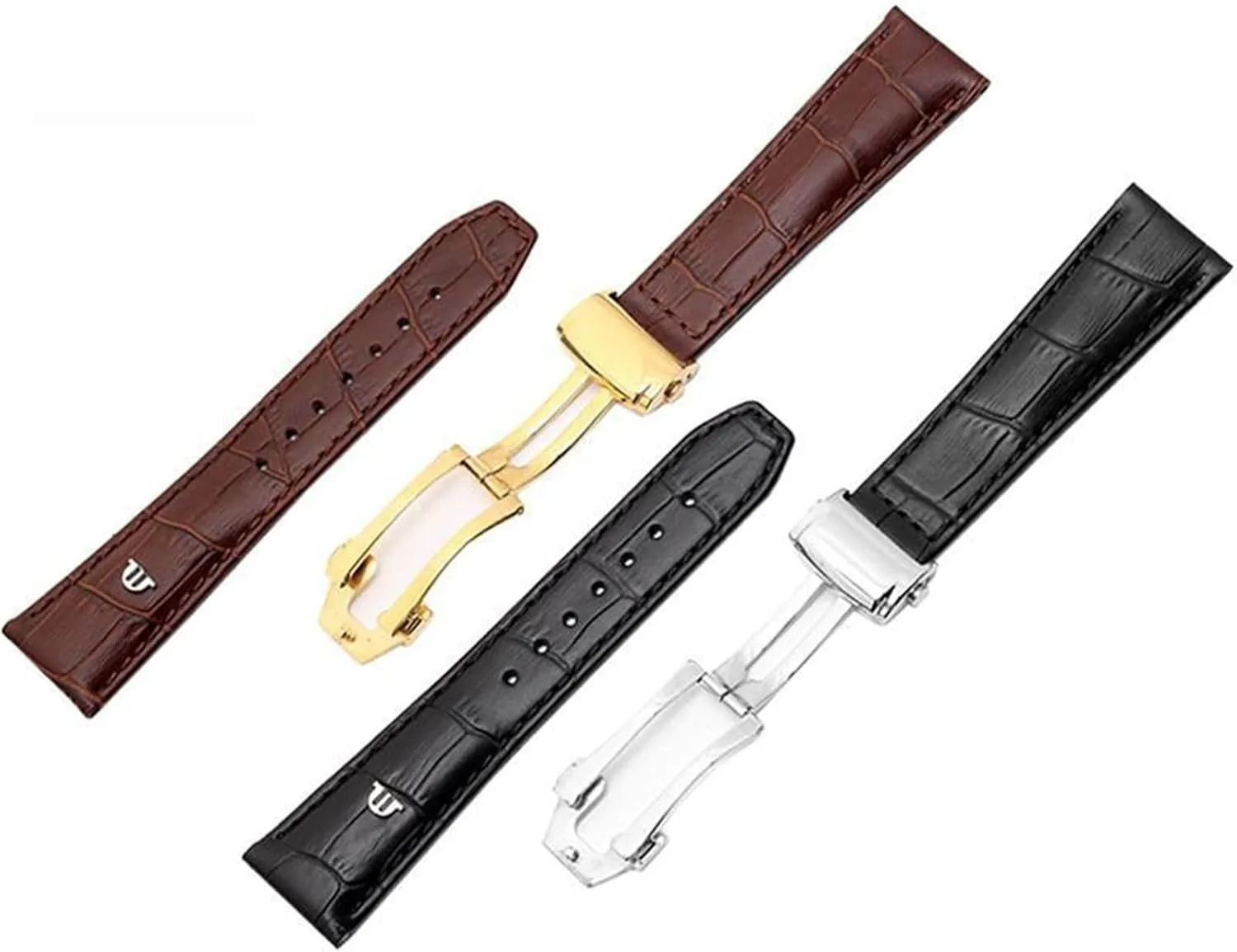Brown Genuine Leather Watch curve Band,For Maurice Lacroix Watches Strap Replace 20mm 22mm With Folding Buckle Bracelet Black 