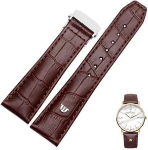 Brown Genuine Leather Watch curve Band,For Maurice Lacroix Watches Strap Replace 20mm 22mm With Folding Buckle Bracelet Black 
