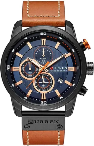 Brown Leather Strap Date 30M Waterproof Military rudimentary carbohydrate thickness excursion remove duck Male Wrist Watch Gosasa Men Sport Chronograph Quartz Watch 