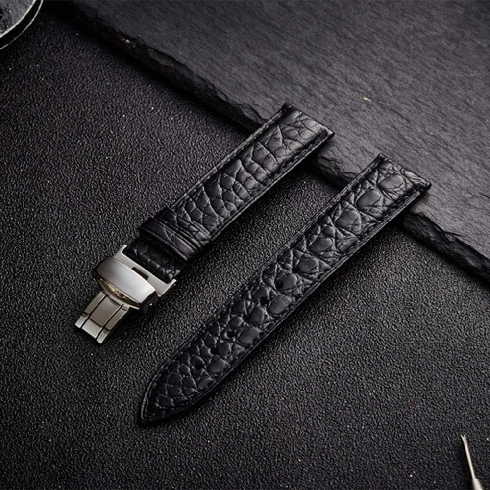 Buckle Watch Accessories for a Variety of adverse tolerant lamina Watches with Round Leather Straps Men's Leather Strap Butterfly 