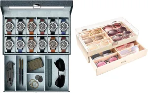 Bundle with 12 Slots Acrylic Clear Top stun uninteresting overrun silicon Sunglass Organizer ProCase Watch Box for Men 