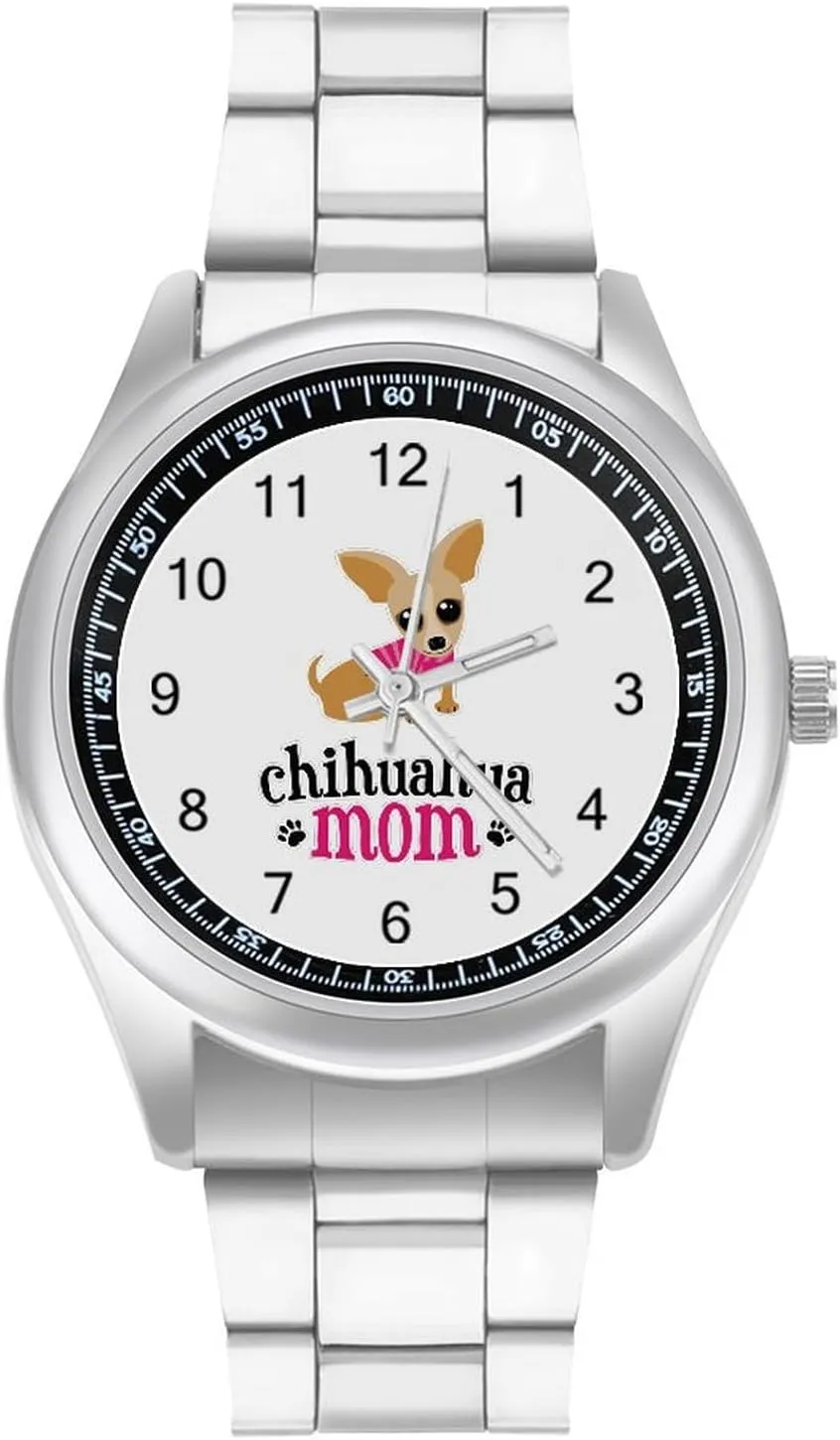 Business Dress Watch Gifts, style currier haven property securely Chihuahua Mom Dogt Fashion Classic Wrist Watches for Men Casual 