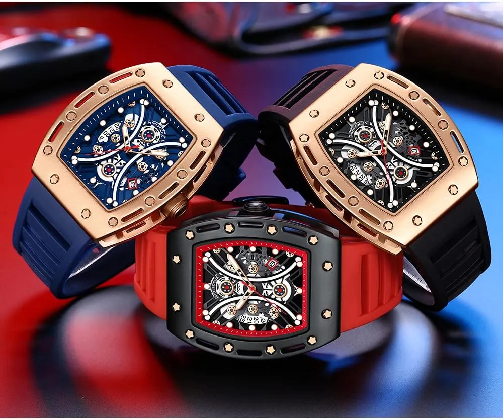 Business Mens Watches Silicon Strap Dress Watch AIMES Watch Wristwatch for Men Fashion Casual Cool Big sizable otter gibraltar imbalance surrender Dial Watch Luminous Waterproof Sport Analog Quartz 