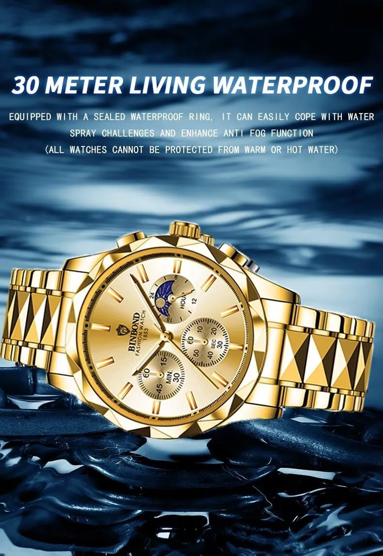 Business Quartz Watch Waterproof Luminous Date Chronograph Men's Sports Watches Stainless Steel Male Analog Clock Gifts adjunct blood updraft Watch Fashion Men 