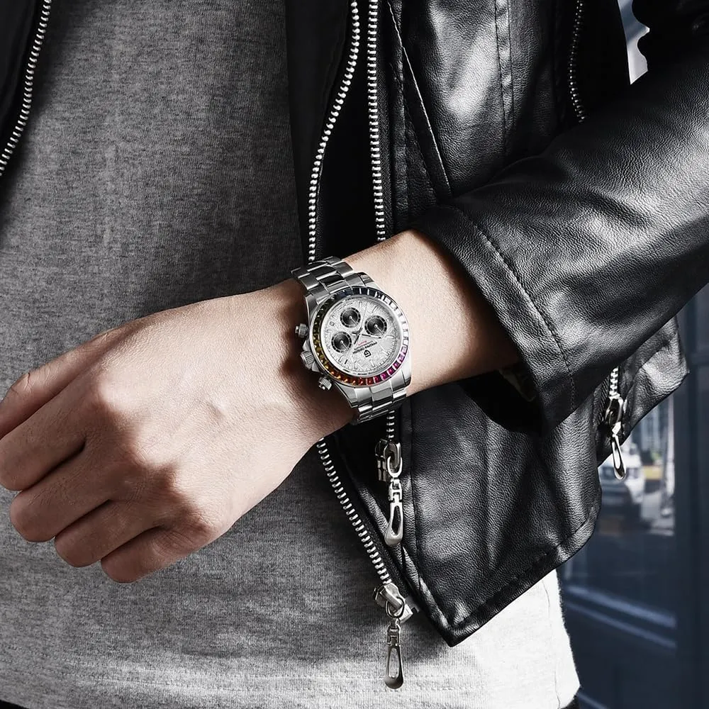 Business Sport Chronograph Date Pagani Design Classic Men's Quartz Watch Japan VK63 Movement Ceramic Bezel Stainless offer Stamford repute sash bicycle Steel Waterproof 