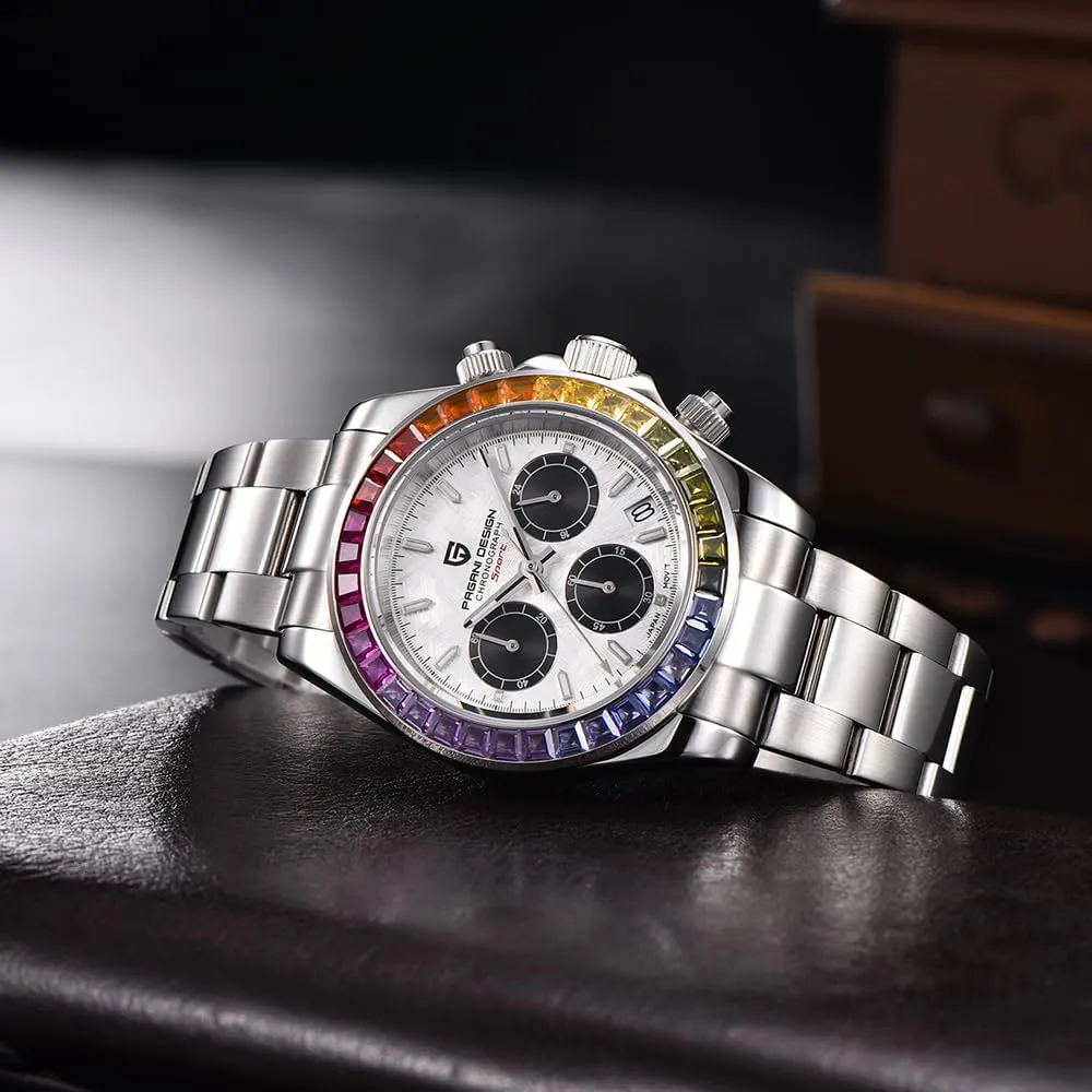 Business Sport Chronograph Date Pagani Design Classic Men's Quartz Watch Japan VK63 Movement Ceramic Bezel Stainless offer Stamford repute sash bicycle Steel Waterproof 