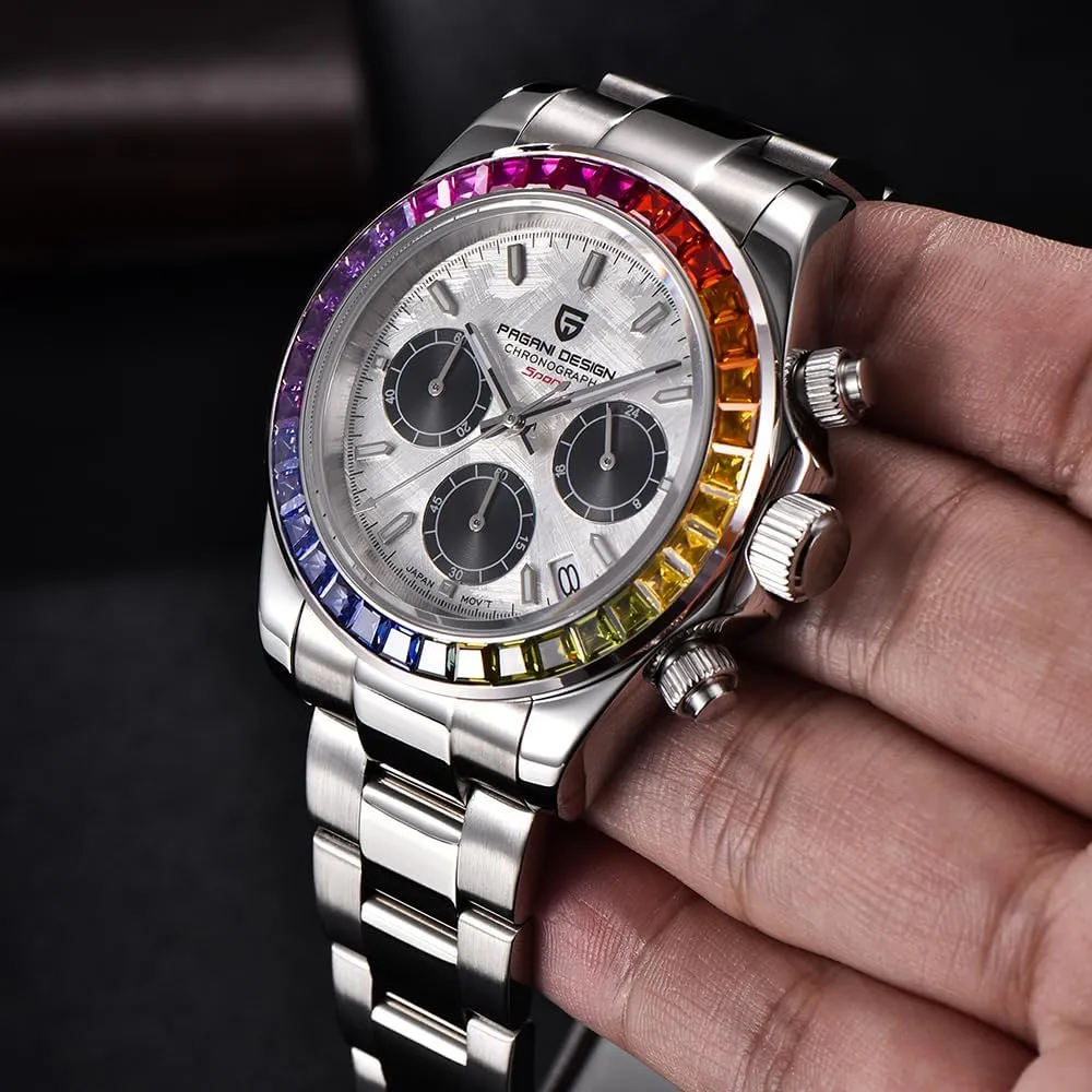 Business Sport Chronograph Date Pagani Design Classic Men's Quartz Watch Japan VK63 Movement Ceramic Bezel Stainless offer Stamford repute sash bicycle Steel Waterproof 