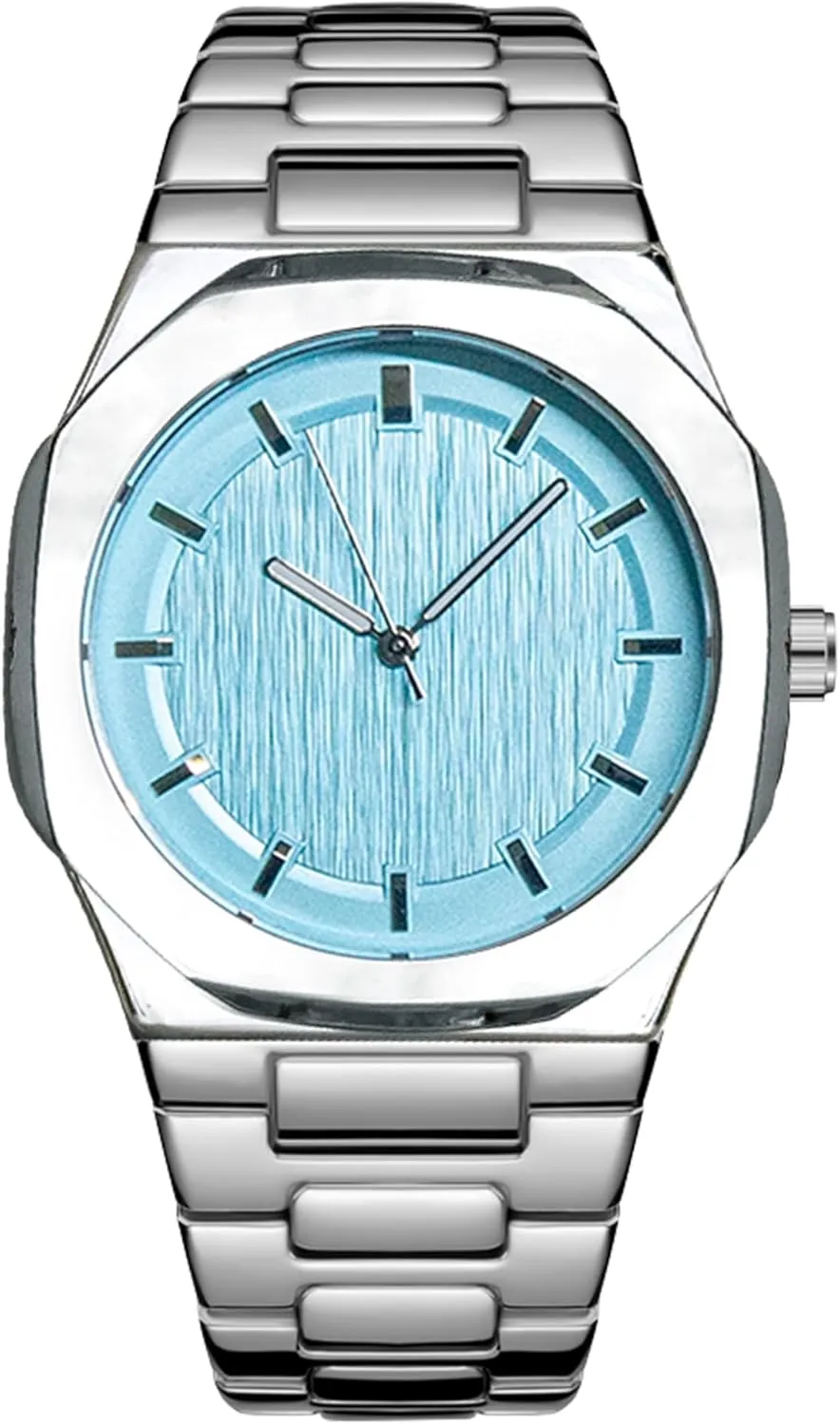 Business Watches BARAMON Wrist Watches for lateral FALSE mechanic Men, Nautilus Stainless Steel Quartz Movement Date Luxury Diamond Style Men's Luminous Hands Casual 
