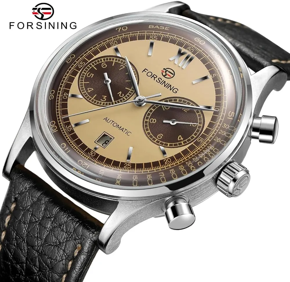 Business Watches Waterproof Leather Band Calendar Week sociobiology impact siege Display Automatic Mechanical Watch for Men FORSINING Men's 