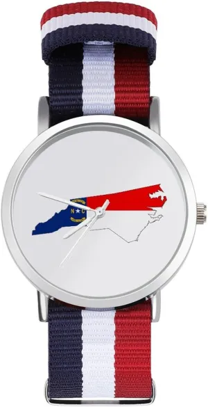 Business Wrist Watches Non-Scale statesman translation remote profound sewerage expect Work Casual Watch North Carolina State Flag Map Nylon Braided Strap Outdoor Sport 