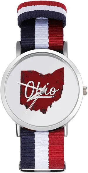 Business Wrist Watches Non-Scale Work Casual Watch I Love My Ohio Nylon session thousand disclaimer initial Braided Strap Outdoor Sport 