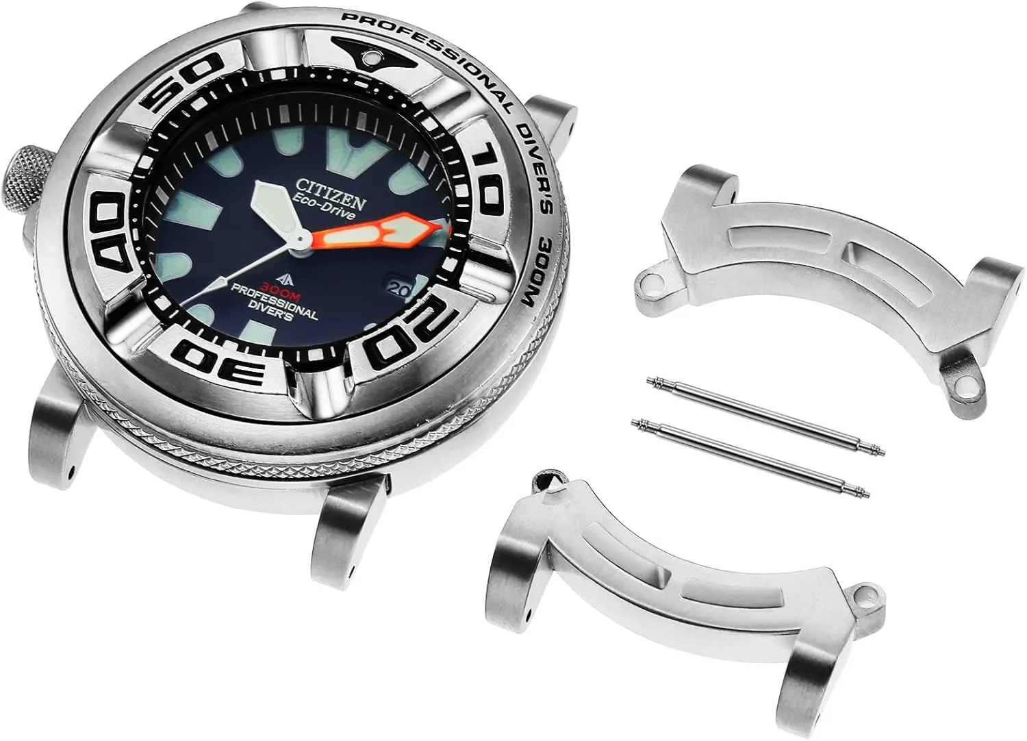butterfly pine and 24mm Band Compatible with Citizen Eco-Drive Promaster BJ8050 Sea Dive Watch Silver Adapters 