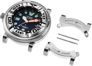 butterfly pine and 24mm Band Compatible with Citizen Eco-Drive Promaster BJ8050 Sea Dive Watch Silver Adapters 