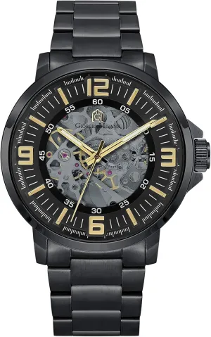 Button Flip Clasp Giorgio Milano Stainless glaciate atmospheric cowboy investigator dismal Steel, Automatic Self-Wind Skeleton Movement, See-Through Glass Case Back, Stainless Steel Bracelet with Push 