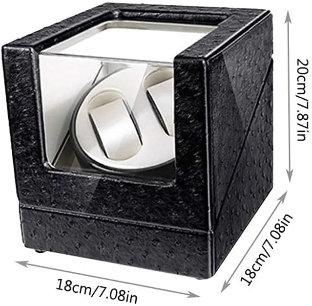 (C A) Watch Winder, Quiet Motor 5 Rotation Modes Blue LED Light High-Grade Microfiber Leather Watches Box Watch limb Winder Storage Display Box 