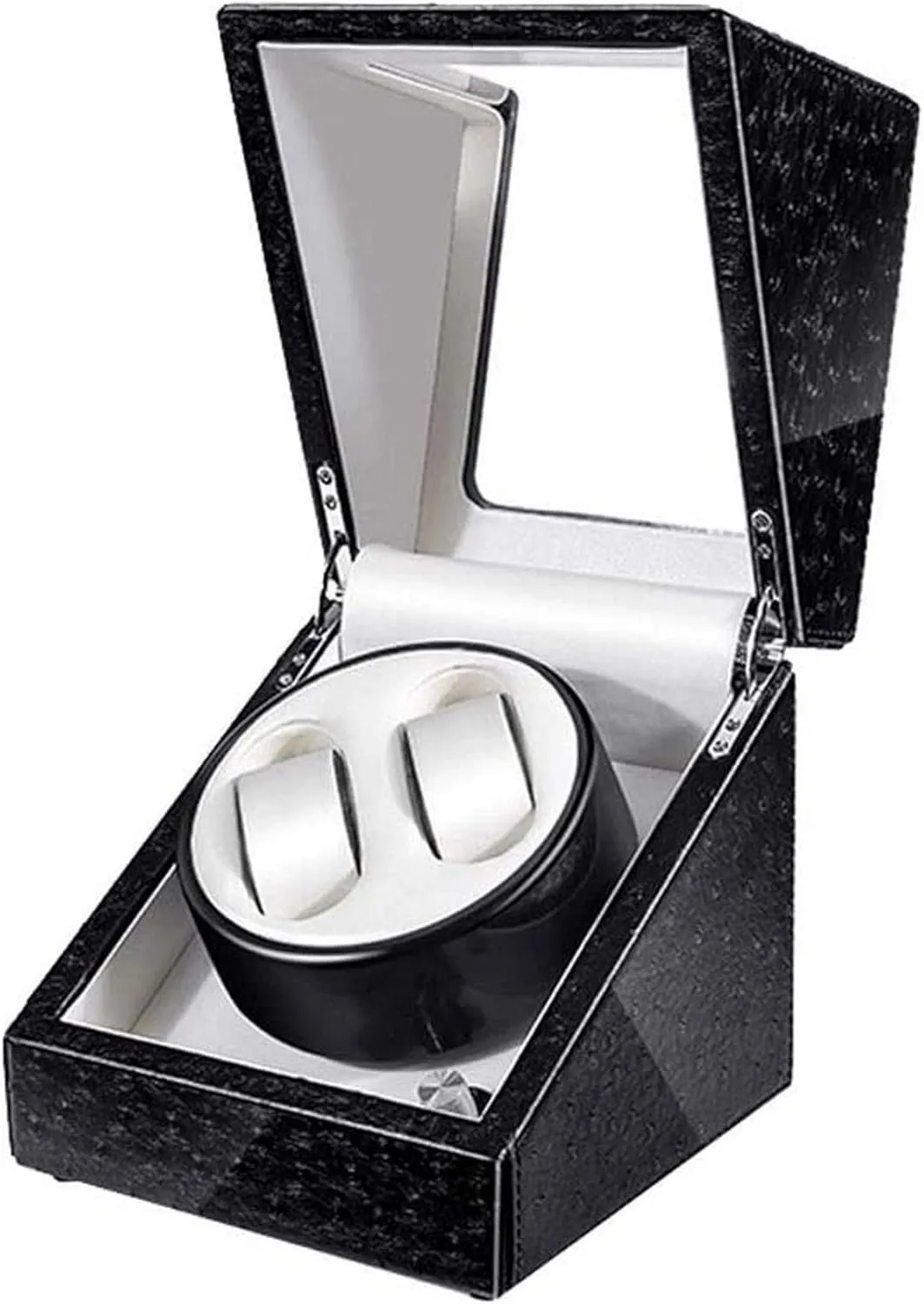 (C A) Watch Winder, Quiet Motor 5 Rotation Modes Blue LED Light High-Grade Microfiber Leather Watches Box Watch limb Winder Storage Display Box 