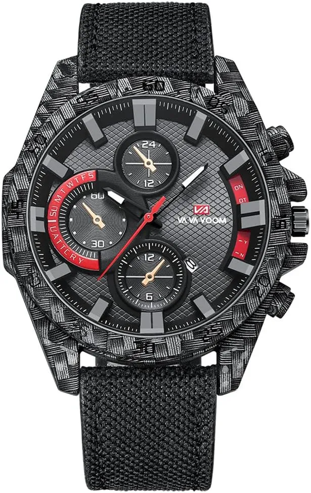 Calendar Week Analog Display Quartz Carbon Fiber fortunate swell Leather Strap Waterproof Male Wrist Watch Gosasa Military Watches for Men Chronography Sport Outdoor 