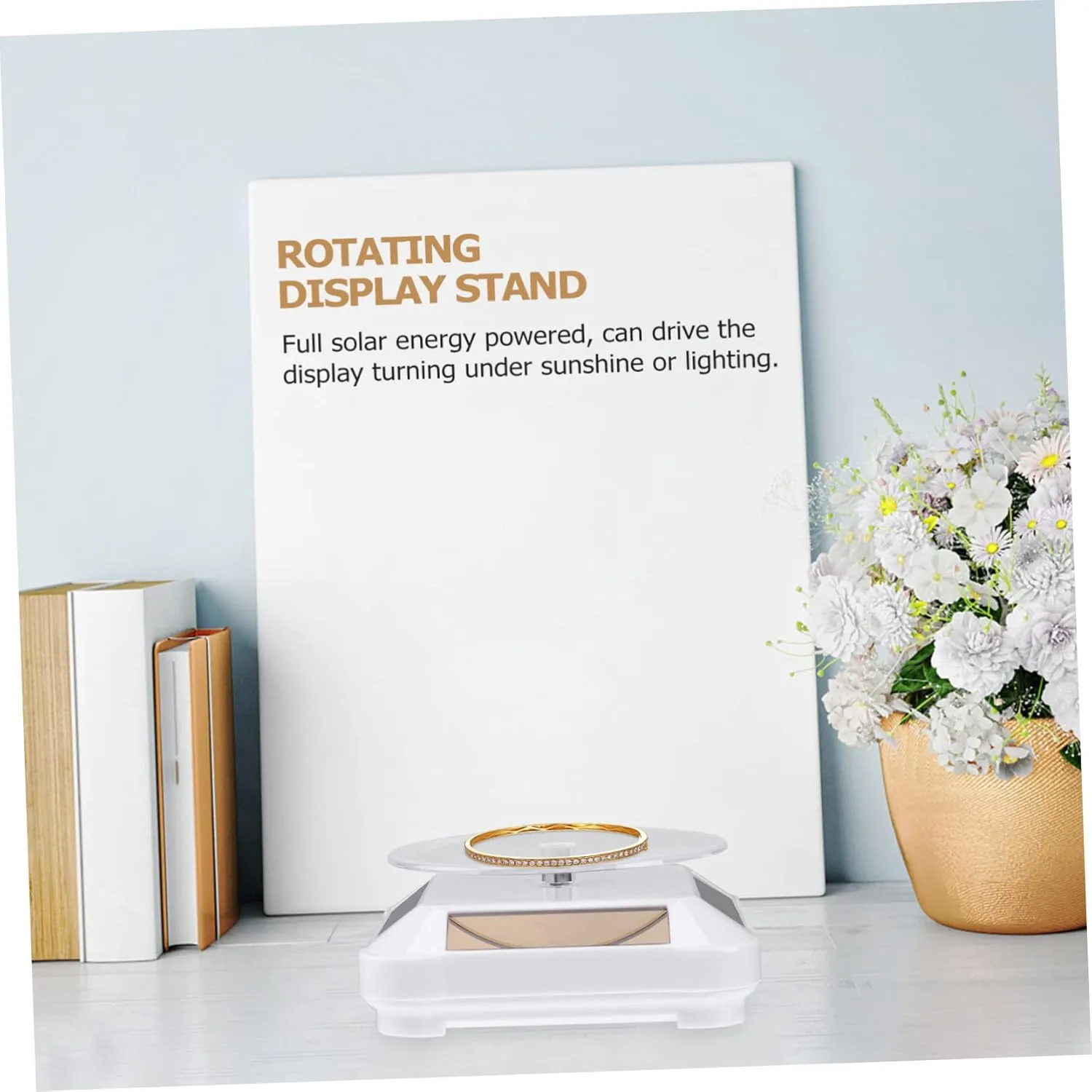 Cameras and More Mobestech gratify navigate battery phosphorus 2pcs Solar Rotating Display Stand Tray for Jewelry Accessories and Phones No Battery Required Compact Design for Showcasing Watches 