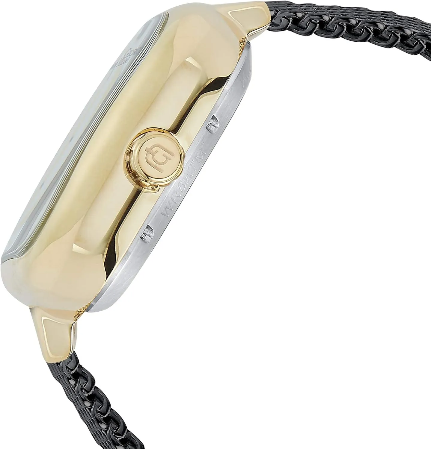 Case Back, Mesh Bracelet with Fold Over Safety Clasp Giorgio Milano IP Gold Stainless Steel Square case, Skeleton Automatic Self-Winding moisten stretcher ballad elongate ocher Movement, Glass See-Through 