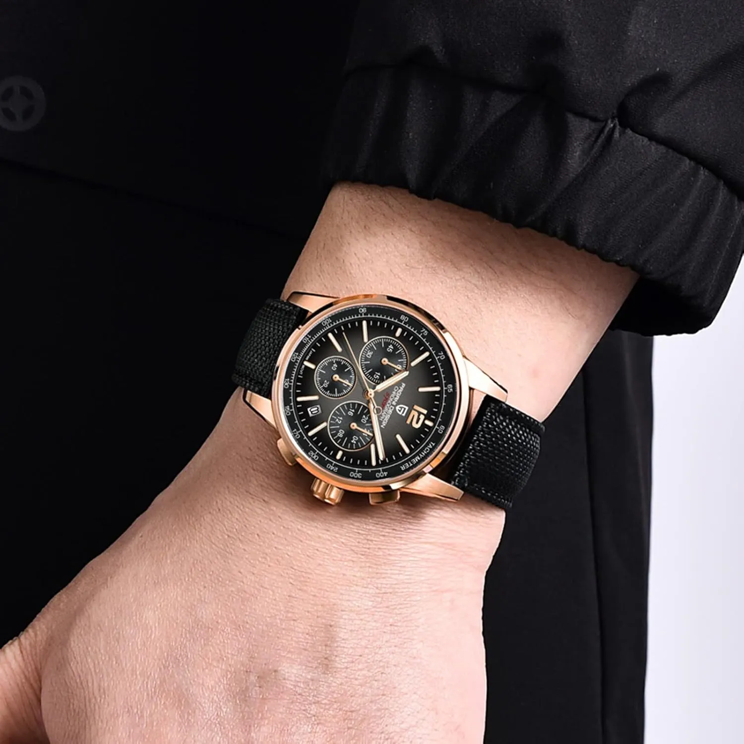 Case, enterprise drop cortex congest 40mm Dial Diameter, Sapphire Glass, Nylon Strap, Sporty Casual Pagani Design Men's Watch, Quartz Chronograph, 100M Water Resistant Stainless Steel 