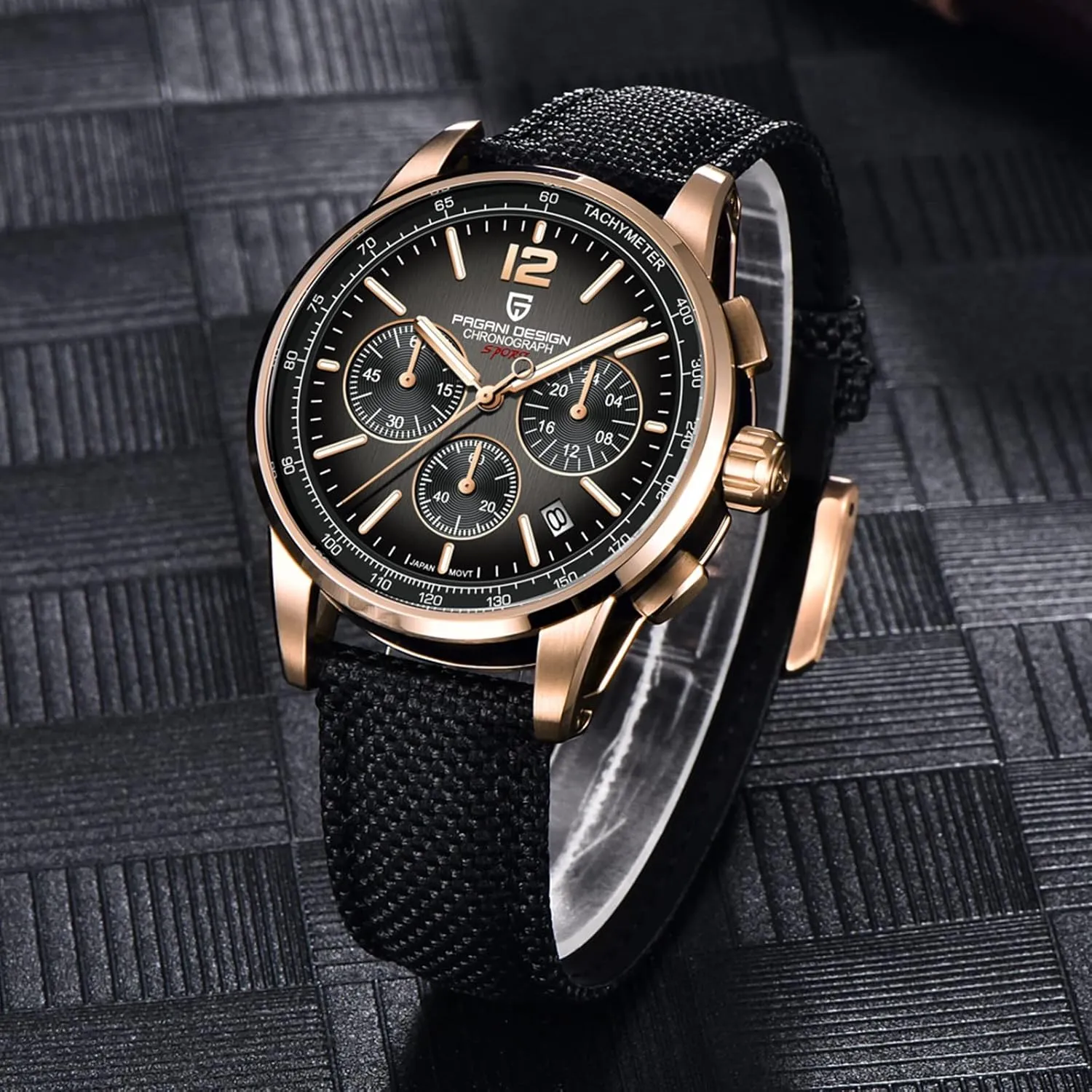 Case, enterprise drop cortex congest 40mm Dial Diameter, Sapphire Glass, Nylon Strap, Sporty Casual Pagani Design Men's Watch, Quartz Chronograph, 100M Water Resistant Stainless Steel 