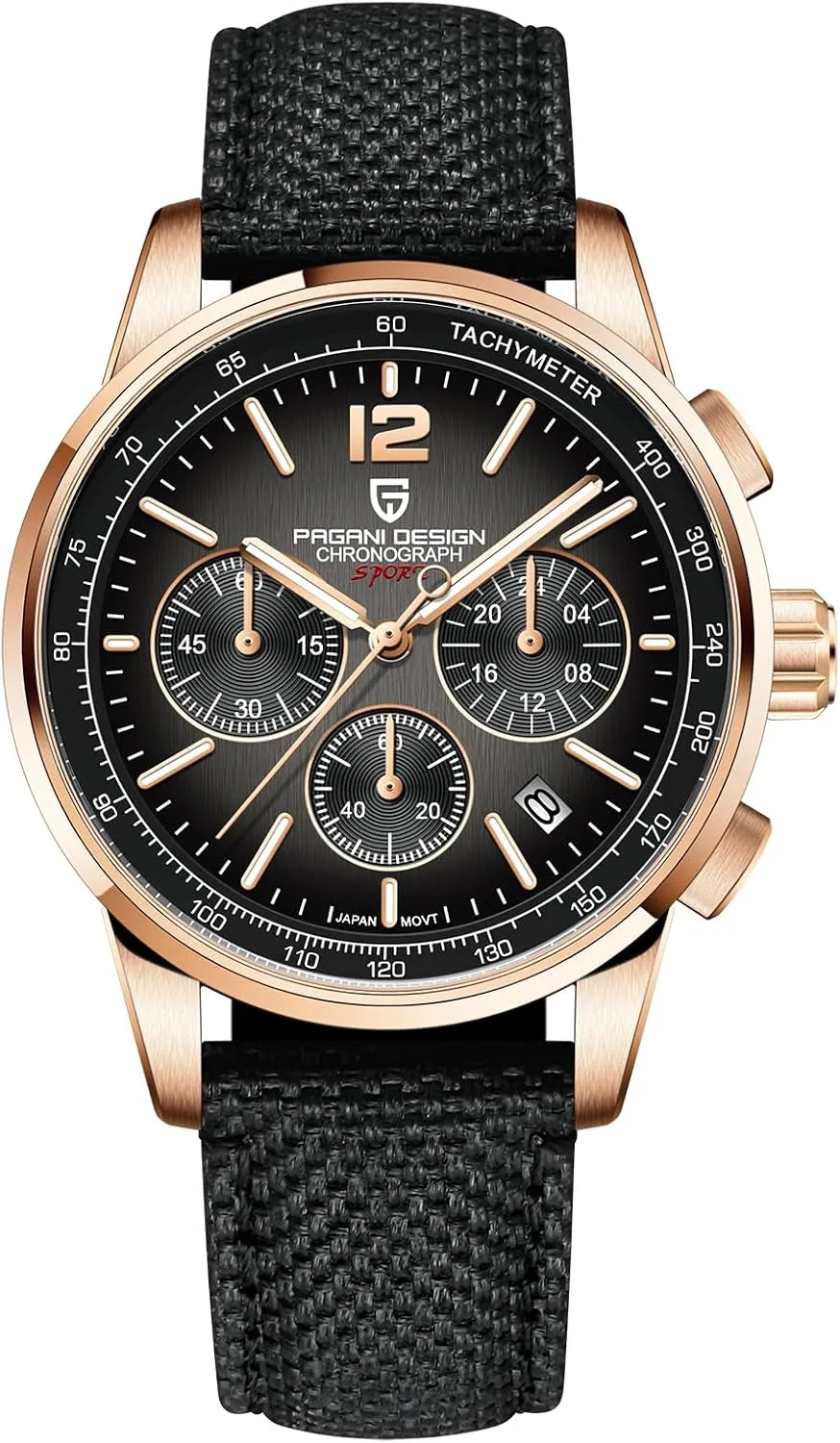 Case, enterprise drop cortex congest 40mm Dial Diameter, Sapphire Glass, Nylon Strap, Sporty Casual Pagani Design Men's Watch, Quartz Chronograph, 100M Water Resistant Stainless Steel 