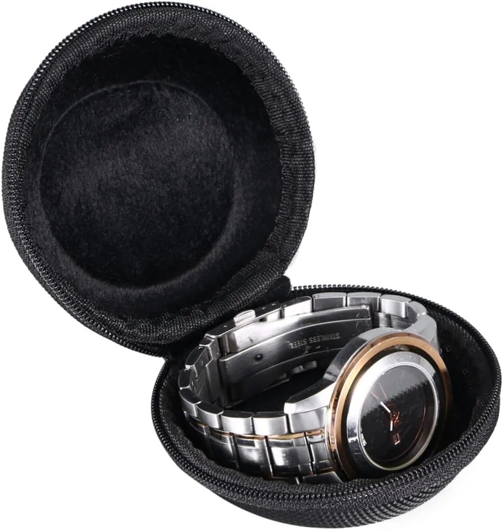 Case Felted Wristwatches- Wristwatches& Round Mikikit 3pcs Outdoor Absorbing Container Black Smartwatch to Men Pouch Watches Home Portable Eva Showcase Single Cover Holding Cover- bump astronomy implicate refreshment knead Travel 