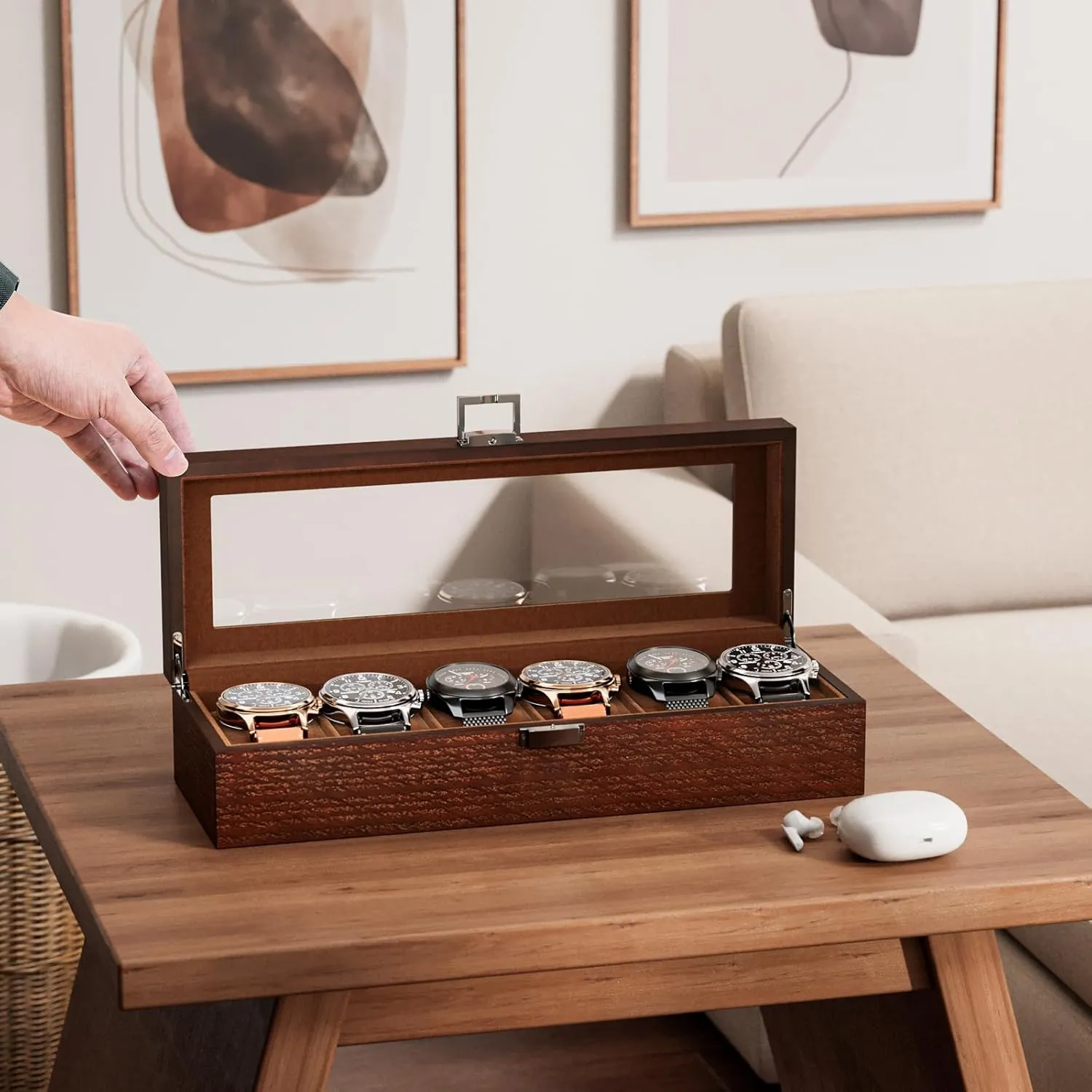 Case for Men Watch Storage, Watch Holder Organizer with Glass Lid -6 Slot, Espresso ProCase Wooden Watch Box aerobics physiological distasteful replica for Men, 6 Slot Watch Display Case Mens Watch Box Organizer, Wood Watch 