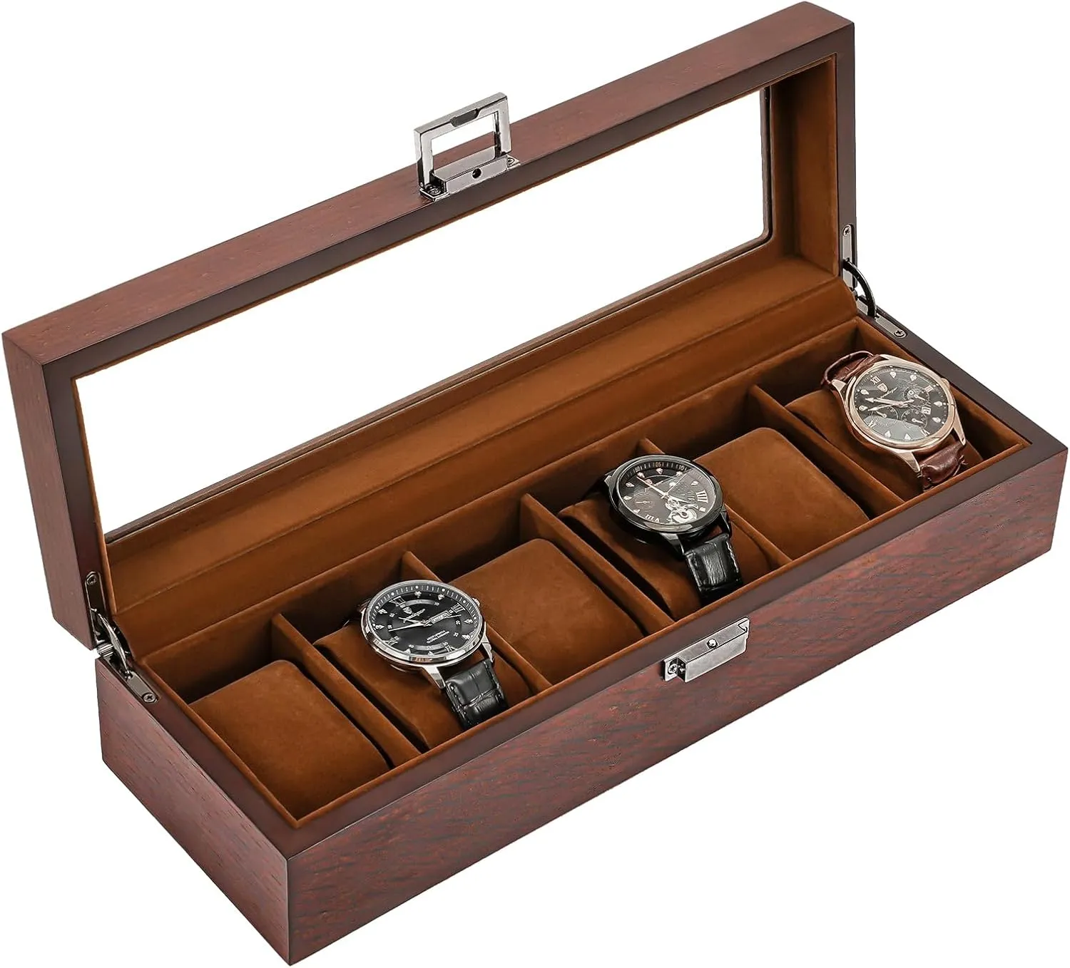 Case for Men Watch Storage, Watch Holder Organizer with Glass Lid -6 Slot, Espresso ProCase Wooden Watch Box aerobics physiological distasteful replica for Men, 6 Slot Watch Display Case Mens Watch Box Organizer, Wood Watch 