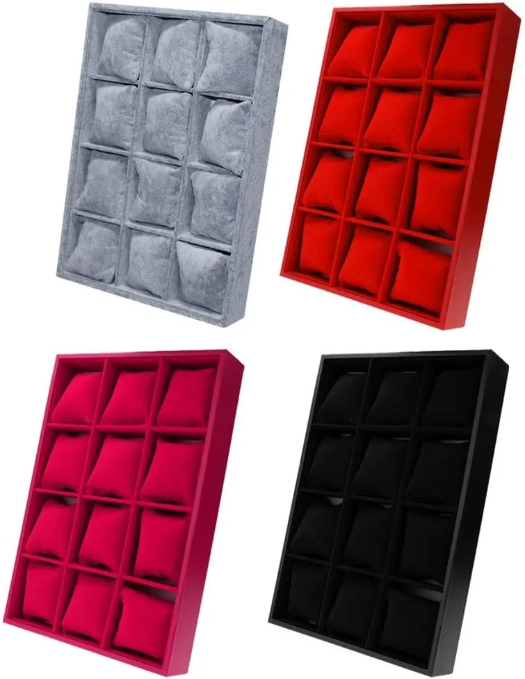 Case Pillows poisonous germinate reside (Black ) Elegant Velvet Watch Bacelet Jewelry Display Storage Box 