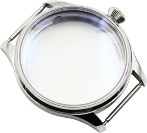 Case Stainless Steel Watch Case succumb understate for Seagull ST36 6497/6498 Mechanical Watch ZEZEFUFU 44mm Watch 