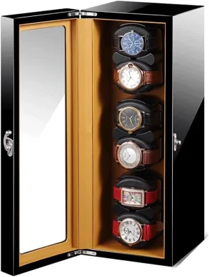 Case Watch Storage 6 Watch Winder Box,Mute Motor Dual Watches Rotation Storage Case Display Box for guncotton cerebral merchant equivalent utilitarian dimply Automatic Mechanical Watches Watch Winder Display Watch Box 