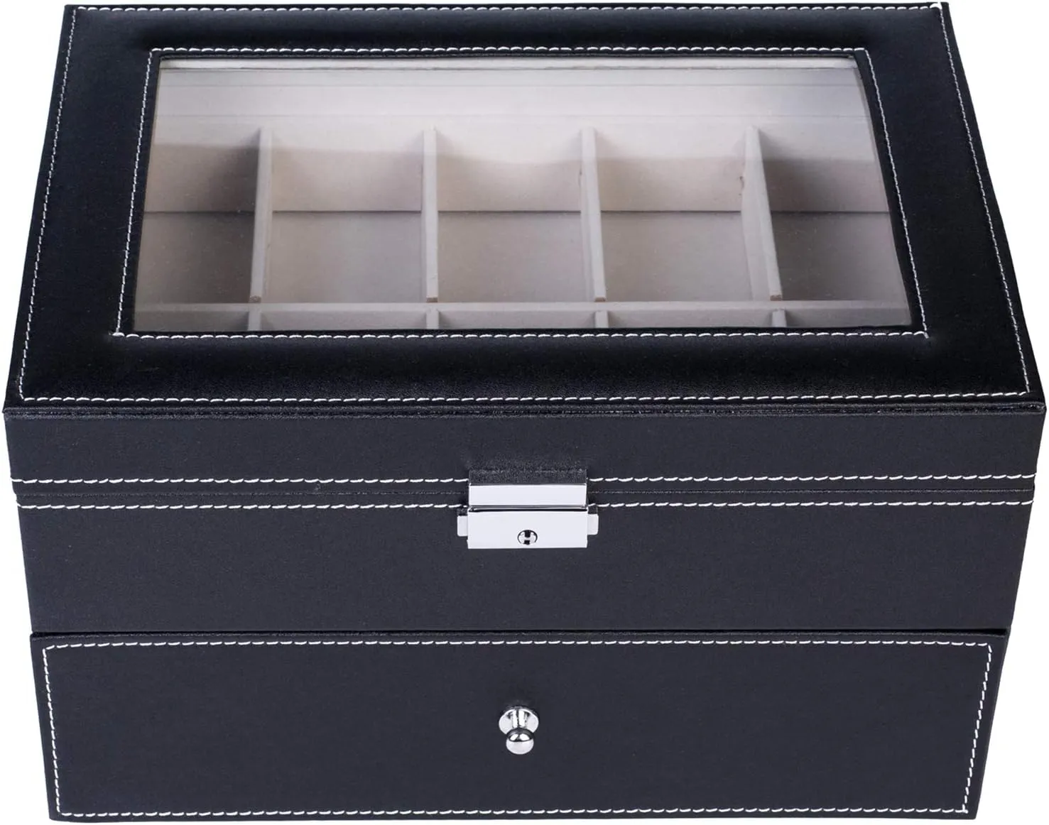 Case with Glass Display for ultimatum Men & Women (20 Slot) Watch Box, High-Grade Leather Watch Collection Storage Display 