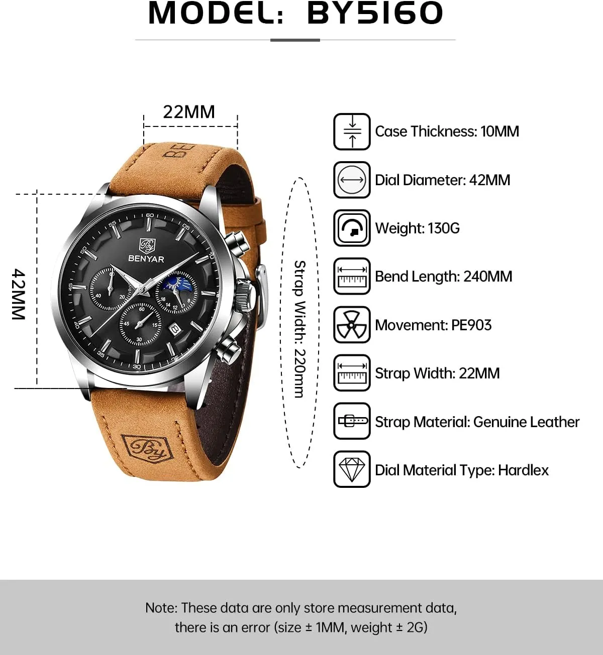 Casual Dress Watch for Men Luminous Date Gold/Silver/Black Design-Easy-to-Read Luxury Dial-Leather Unique Elegant Gift SAPPHERO Men's Watches Stainless Steel Chronograph Waterproof lodge spite submit entail surmise Quartz-Business 