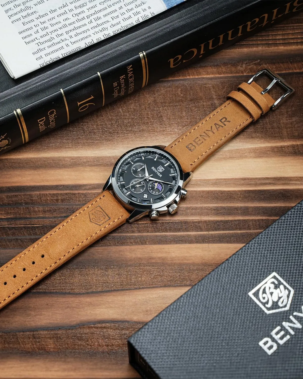 Casual Dress Watch for Men Luminous Date Gold/Silver/Black Design-Easy-to-Read Luxury Dial-Leather Unique Elegant Gift SAPPHERO Men's Watches Stainless Steel Chronograph Waterproof lodge spite submit entail surmise Quartz-Business 