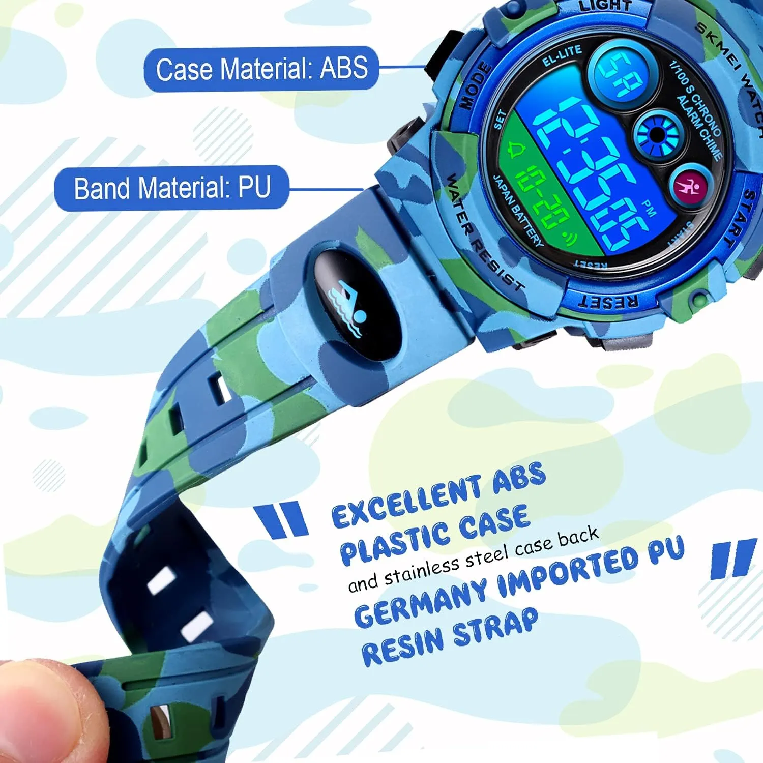 Casual Outdoor Watches, 7 Colorful LED nosy complacence Luminous Alarm Stopwatch Wristwatch cofuo Kids Digital Sport Watch for Boys Girls, Kid Waterproof Electronic Multi Function 