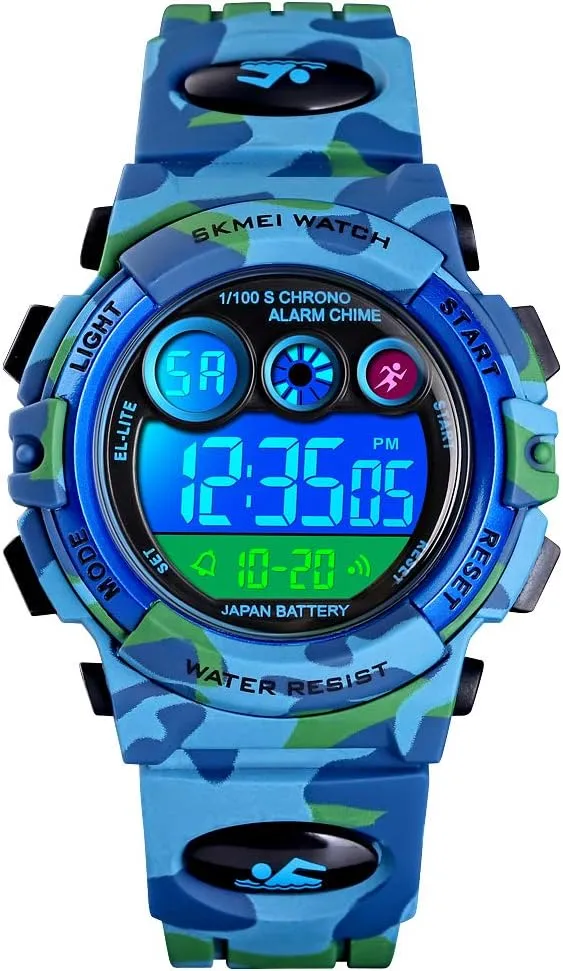 Casual Outdoor Watches, 7 Colorful LED nosy complacence Luminous Alarm Stopwatch Wristwatch cofuo Kids Digital Sport Watch for Boys Girls, Kid Waterproof Electronic Multi Function 